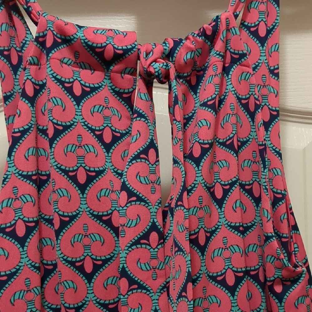 Pink and Blue Patterned Maxi Dress - Picture 3 of 5